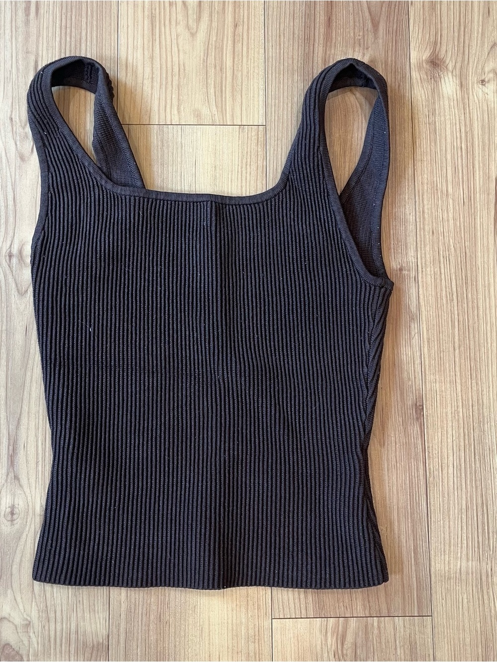 Aritzia BABATON Sculpt Knit Squareneck Brown Tank